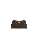 TOTEME T-LOCK CLUTCH SUEDE BROWN