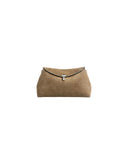 TOTEME T-LOCK CLUTCH SUEDE TOBACCO