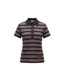 MONCLER STRIPED POLO DARK BLUE