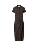 LISA YANG ANTHEA MIDI DRESS DEEP WALNUT