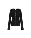 COURRÈGES CONTRASTED VINYL AND KNIT CARDIGAN BLACK
