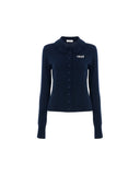 CHLOÉ FITTED LOGO CARDIGAN DARK BLUE