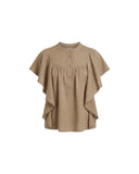 ISABEL MARANT ÉTOILE MARLIE LINEN BLEND TOP LIGHT BRONZE