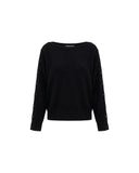COLORUSH BOATNECK BUTTONED SLEEVES KNIT BLACK