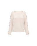 COLORUSH BOATNECK BUTTONED SLEEVES KNIT ECRU