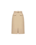MONCLER BELTED KNEE-LENGHT SKIRT BEIGE
