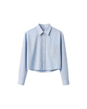 AMI PARIS CROPPED STRIPED SHIRT BLUE