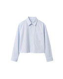 AMI PARIS CROPPED STRIPED SHIRT LIGHT BLUE