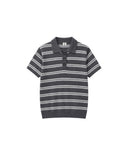 THE GARMENT STRIPED POLO KNIT GREY