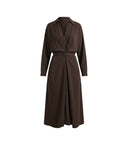BARBARA BUI FLUID CREPE BELTED DRESS DARK BROWN