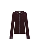 COURRÈGES CONTRASTED VINYL AND KNIT CARDIGAN BURGUNDY