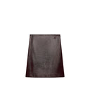 COURRÈGES VINYL KNEE-LENGTH SKIRT BURNT RED