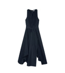 GIVENCHY LONG ASYMMTRIC POPLIN DRESS DARK BLUE