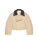 GIVENCHY CROPPED PEACOAT JACKET WITH LEATHER COLLAR BEIGE
