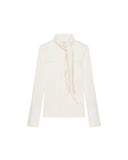 COURRÈGES SATIN SCARF COLLAR SHIRT WHITE