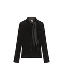 COURRÈGES SATIN SCARF COLLAR SHIRT BLACK