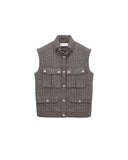 IRO KATZ SLEEVELESS JACKET CHECK MULTI BROWN