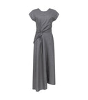VICTORIA BECKHAM ARIA MIDI DRESS LIGHT GREY