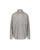 VICTORIA BECKHAM STRIPED POCKET DETAIL SHIRT GREEN/WHITE