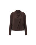 VINCE DRAPED COWL BLOUSE TRUFFLE