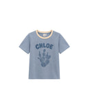CHLOÉ LOGO CACTUS T-SHIRT SHADOW BLUE