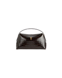 TOTEME T-LOCK CROCO EMBOSSED TOP HANDLE BAG DARK BROWN