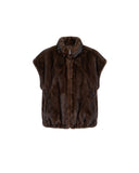 REPEAT REVERSIBLE SLEEVELESS JACKET CHOCOLATE BROWN