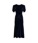 VICTORIA BECKHAM BELA MIDI VELOUR DRESS NAVY