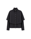 VINCE HIGH NECK CAPE CARDIGAN BLACK