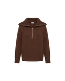 MONCLER ZIPPED NECK KNIT BROWN