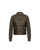 MONCLER QUILTED PADDED CARDIGAN KHAKI