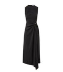 VERONICA BEARD FREJA BROOCH MIDI DRESS BLACK