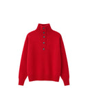 AMI PARIS HIGH BUTTONED COLLAR WOOL PULL RED