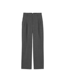 AMI PARIS HIGH WAIST WIDE LEG WOOL TROUSER GREY