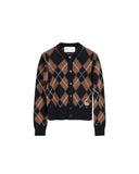 AMI PARIS CHECKERED CARDIGAN BROWN