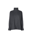 LA PISCINE HIGH NECK STRIPED SHIRT DARK GREY