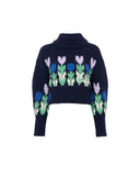 CHLOÉ CROPPED MOCK-NECK KNIT DARK NAVY