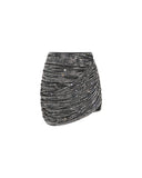 SELF-PORTRAIT DRAPED RHINESTONES SKIRT SILVER