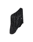 SELF-PORTRAIT ONE SHOULDER RHINESTONES TOP BLACK