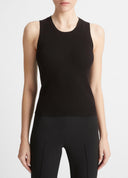 VINCE RIBBED TANK TOP BLACK