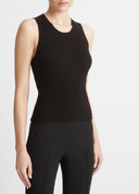 VINCE RIBBED TANK TOP BLACK