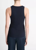 VINCE RIBBED TANK TOP COASTAL BLUE