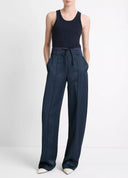 VINCE RIBBED TANK TOP COASTAL BLUE