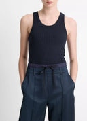 VINCE RIBBED TANK TOP COASTAL BLUE