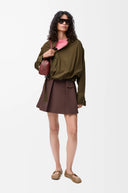 LOEWE ASYMMETRIC DRAPED SHIRT KHAKI GREEN
