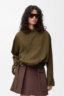 LOEWE ASYMMETRIC DRAPED SHIRT KHAKI GREEN