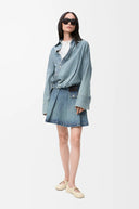 LOEWE PLEATED DENIM SKIRT