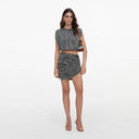 SELF-PORTRAIT DRAPED RHINESTONES SKIRT SILVER