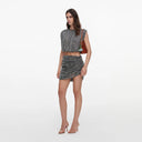 SELF-PORTRAIT DRAPED RHINESTONES SKIRT SILVER