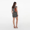 SELF-PORTRAIT DRAPED RHINESTONES SKIRT SILVER